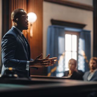 Man presenting case in court